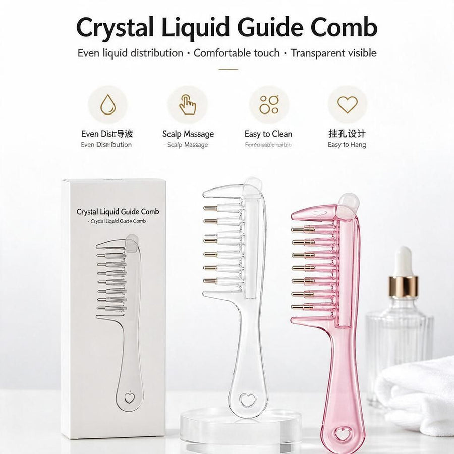 16cm Clear W-Shape 6-Tooth Scalp Massager Comb Roller Ball Oil Applicator Portable Hair Care Tool Boxed Home Spa Gift
