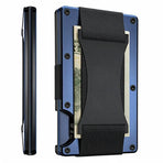 Slim RFID Anti-Scan Wallet Royal Blue Aluminium Alloy Money Clip Card Holder Strap Design 1pc Gift Idea