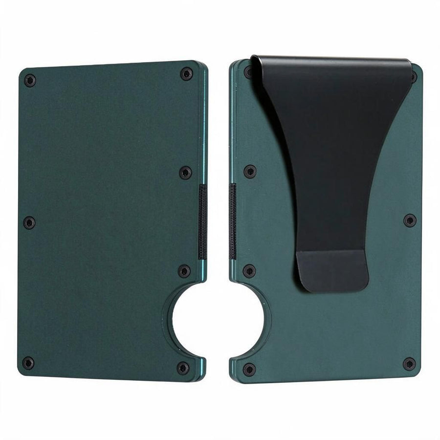 Screw-Assembled Hardshell Card Carrier Deep Green Aluminium Alloy Metal Clip Banknote Holder Anti-RFID 1pc Pocket EDC