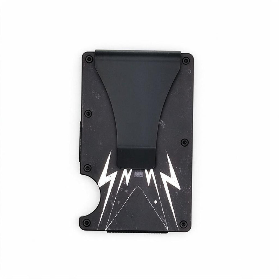 Men's Skull-Print Black Aluminium Card Carrier Spring Cash Clip RFID Shield 1pc Biker Gift