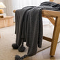Cozy Armchair Accent Throw Dark Grey 110cm x 150cm Seed Stitch Knit with Tassel Fringe Spring Living Room Halloween Gift