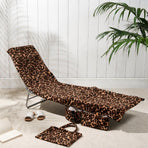Leopard Print Sun Lounger Cover ST006 75x210cm Terry Cloth Beach Chair Towel Carry Tote Resort Poolside