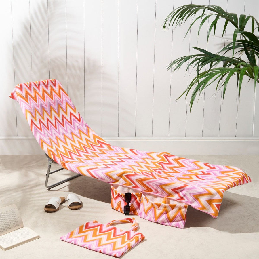 Leopard Print Sun Lounger Cover ST006 75x210cm Terry Cloth Beach Chair Towel Carry Tote Resort Poolside