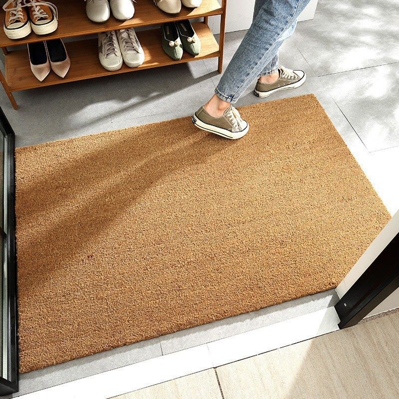 Imitation Coir Door Mat Solid Brown 40x60cm Non-Slip Washable Welcome Mat Entryway