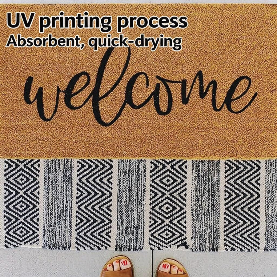 Imitation Coir Door Mat Solid Brown 40x60cm Non-Slip Washable Welcome Mat Entryway