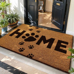 Pet Themed HOME Script Cat Paw Doormat 40x60cm Faux Coir Brown Coarse Fibre Welcome Mat for Entry Halloween