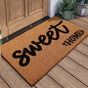Halloween Front Door Rug 45x75cm Sweet Home Black Script Print Brown Coir-Look Welcome Mat Abrasion Resistant Indoor Outdoor