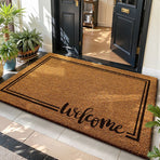 Comfort Step Cursive Welcome Script 40x60cm Faux Coir Mat Twin-Line Frame Easy Shake Maintenance Porch Rug Halloween