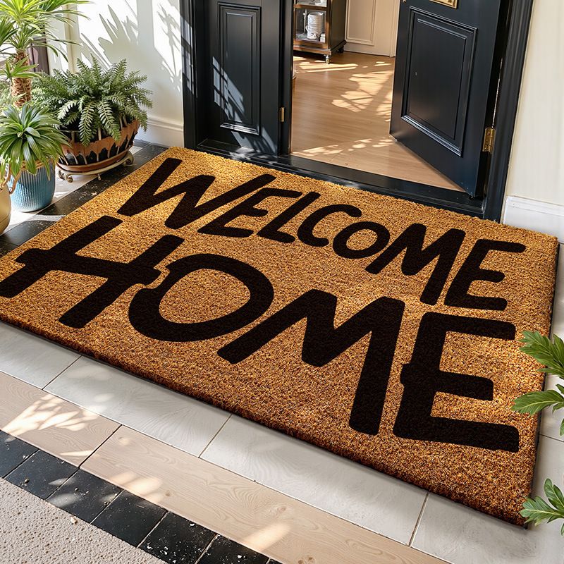 Oversized WELCOME HOME Big Letter Coir-Effect Doormat 50x80cm Mud Barrier Heavy Traffic Doorway Rug Halloween Outdoor Indoor