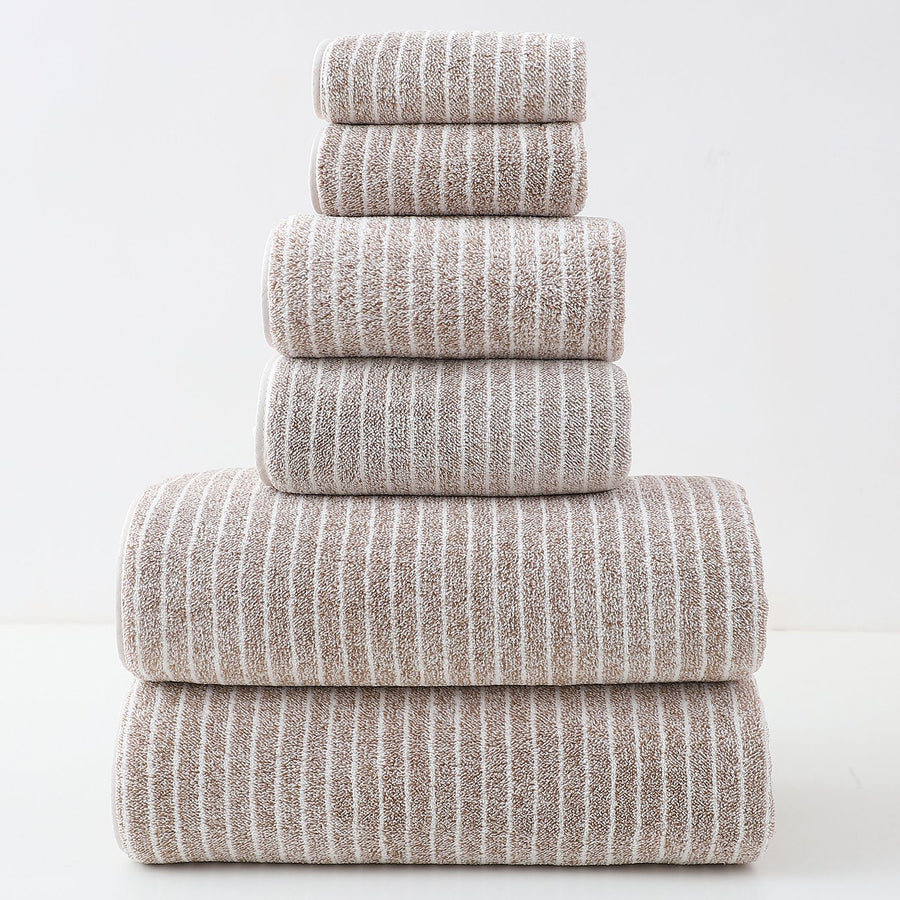 Bronze Star Patterned 6 Piece Bath Sheet Hand Towel Washcloth Combo Thick Absorbent Terry Bathroom Guest Set