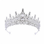 Sparkling White Crystal Silver Tiara Elegant Hair Jewellery for Wedding Photoshoot Pageant Stage Adults Halloween 1pc
