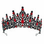 Women's Baroque Black & Ruby Red Crystal Crown Headwear Antique Silver Scroll Filigree Hair Jewellery Costume Ball Evening Gown 1pc