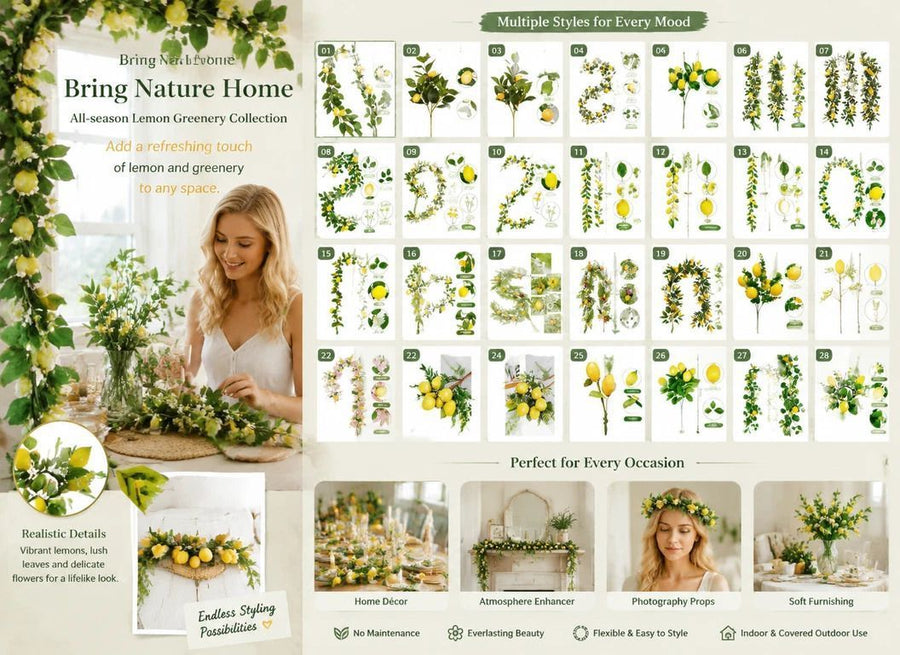 Style A Artificial Lemon Vine Foam Lemon Home Garden Display