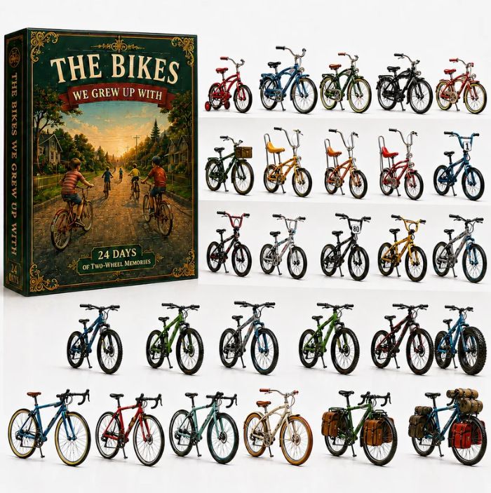Retro Pushbike Model Reveal Book 24 Miniature Bicycle Figures Inside 26x18x3cm 3mm Acrylic Slots Nostalgic Cycling Memorabilia Gift