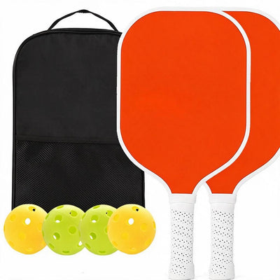 Duo Pickleball Bundle Orange Fibreglass Faces 2 Paddles & 4 Balls Black Zip Tote Bag Solid Style 10 Set 01 Court Practice