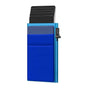 Men's Pop Up Card Holder RFID Shielding Aluminium Wallet Blue Slim Card Case Blue Cloth Pouch Office Travel