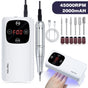 45K RPM Rechargeable Nail Drill Machine White V3 with UV Curing Lamp LED Display 6 Bits 1 Set Portable Nail Care Salon