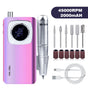 Women's Portable E-File Nail Drill Holographic Purple V4 2000mAh LCD RPM Display 6 Bits USB Rechargeable DIY Nail Art Home