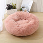 Furry Ring Cushion Pet Bed Blush Pink 60cm Outer Diameter - Calming Round Nest Keeps Ragdoll Cats & Mini Pups Cozy, Washable Spring Home Comfort