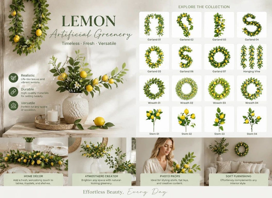 Single Lemon Stem B Artificial Lemon Branch Table Ornament