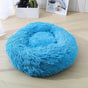 Blue Round Shaggy Fur Pet Mattress, 80cm Outer Diameter Warm Cushion that Keeps Medium Cats & Small Dogs Cosy, Washable Halloween Home Nap