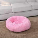 Halloween Home Gift Bright Pink 50cm Plush Round Pet Sleeping Cushion, Washable Warm Fleece Ring Nest for Kitten & Small Dog Relax