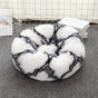 90cm Round Plush Nest, Textured Black & White Faux Fur Cushion, Keeps Big Cats & Medium Dogs Warm, Machine Washable Indoor Comfort