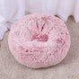 Warming Naptime Bed for Small Felines & Puppies, Gradient Rose Pink 50cm Circular Fluffy Faux Fur Cushion, Washer Safe Spring Home