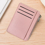 2Pcs 6 Slots Large Capacity Zipper Card Holder,Waterproof & Scratch Resistant,Compact-pink