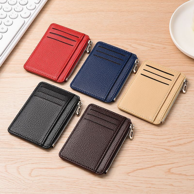 2Pcs 6 Slots Large Capacity Zipper Card Holder,Waterproof & Scratch Resistant,Compact-pink