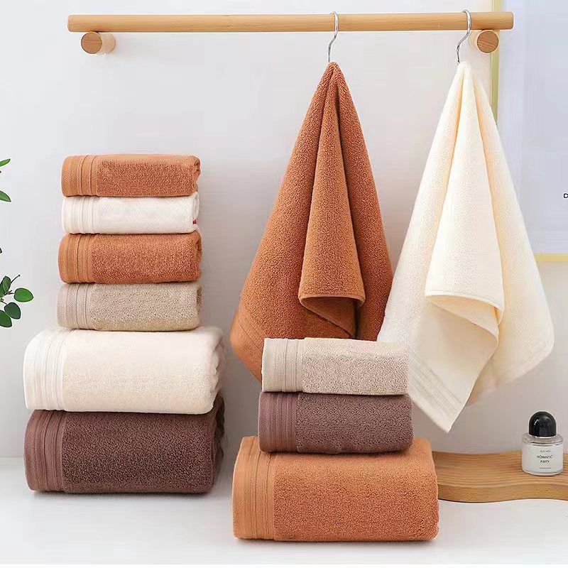 Combed Cotton Towel Set for Bath, Hand and Face, Off White