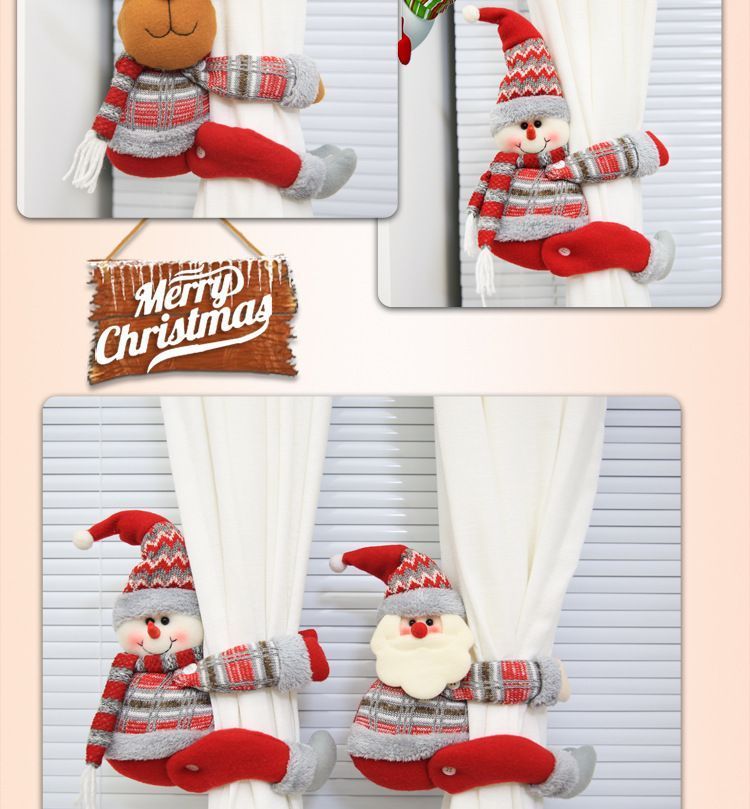 2Pcs Christmas Tall Hat Santa Curtain Tiebacks