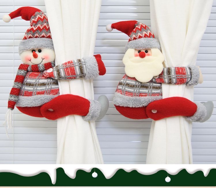 2Pcs Christmas Tall Hat Santa Curtain Tiebacks