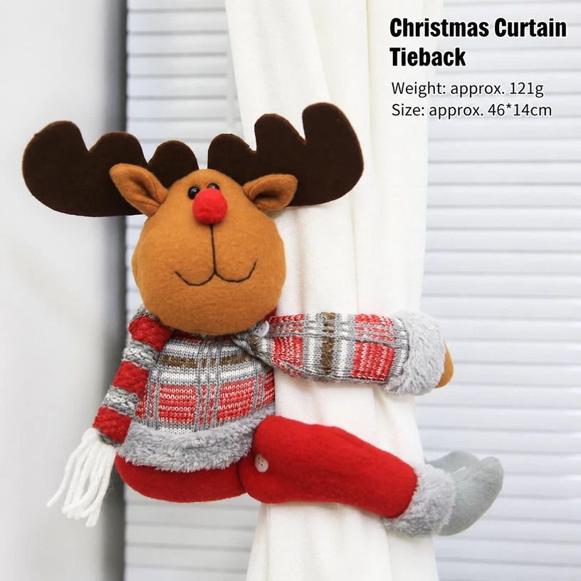 2Pcs Christmas White Hat Gingerbread Man Curtain Tiebacks