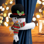 2Pcs Christmas White Hat Gingerbread Man Curtain Tiebacks