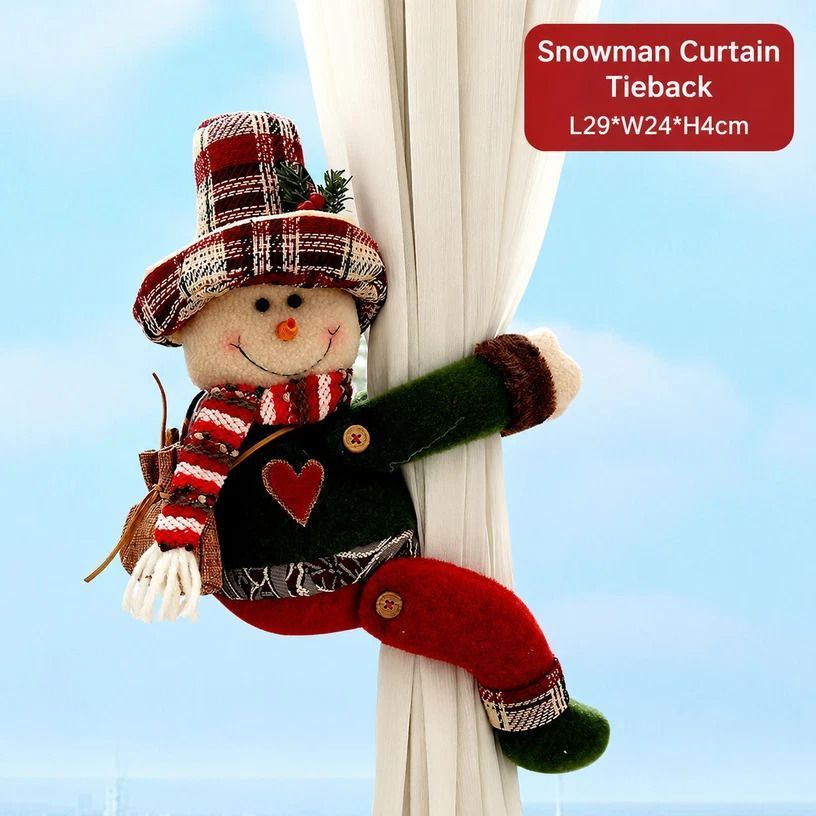 2Pcs Christmas White Hat Gingerbread Man Curtain Tiebacks