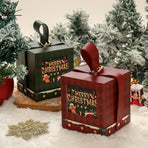 2pcs Square Christmas Apple Gift Box - Dark Green