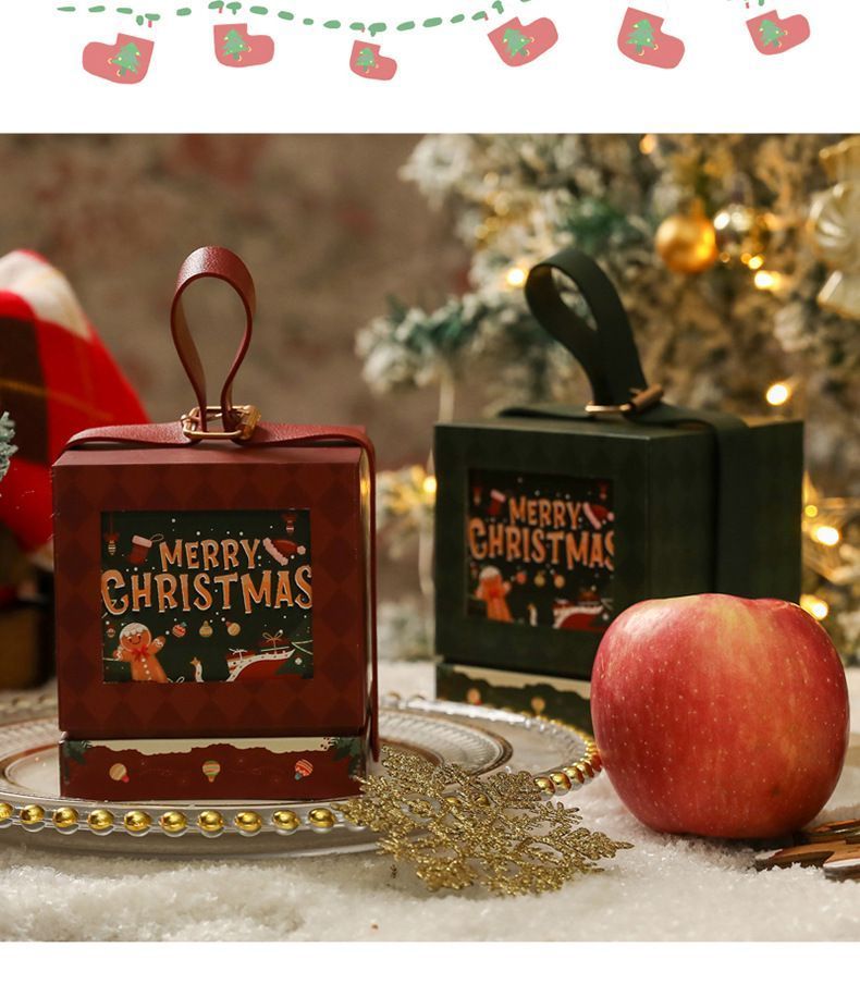 2pcs Side Handle Round Christmas Box - Green