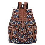 Canvas Backpack, Rhombus Pattern
