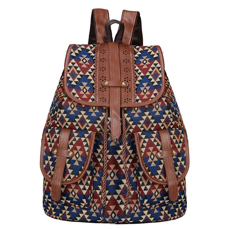 Canvas Backpack, Rhombus Pattern