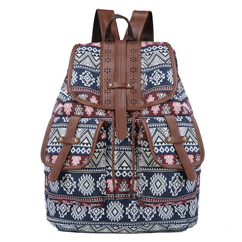 Canvas Backpack, Plaid Pattern