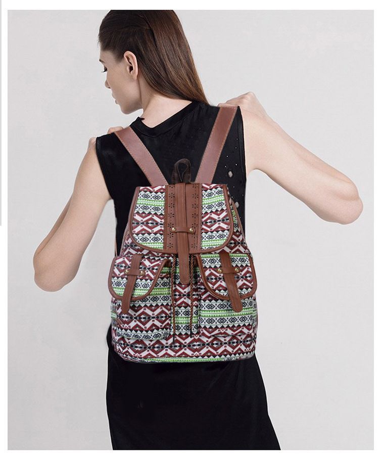 Canvas Backpack, Plaid Pattern