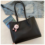 Brown Single Shoulder Tote Bag With Pendant