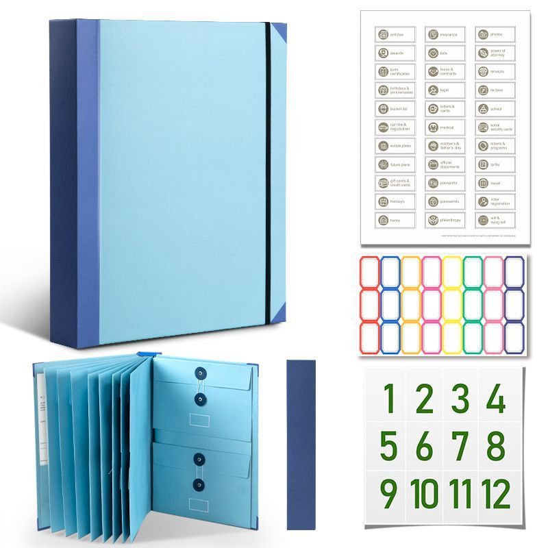 Document Organizer for Important Papers Thickened Blue