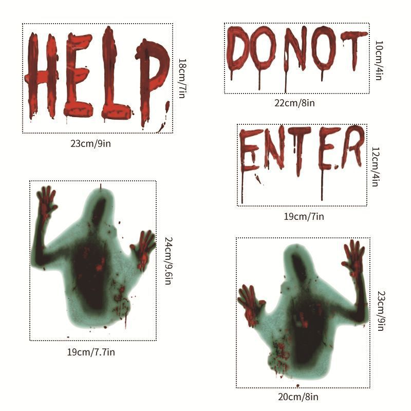 2Sets W14 Halloween Static Window Stickers (9 Sheets Per Set)