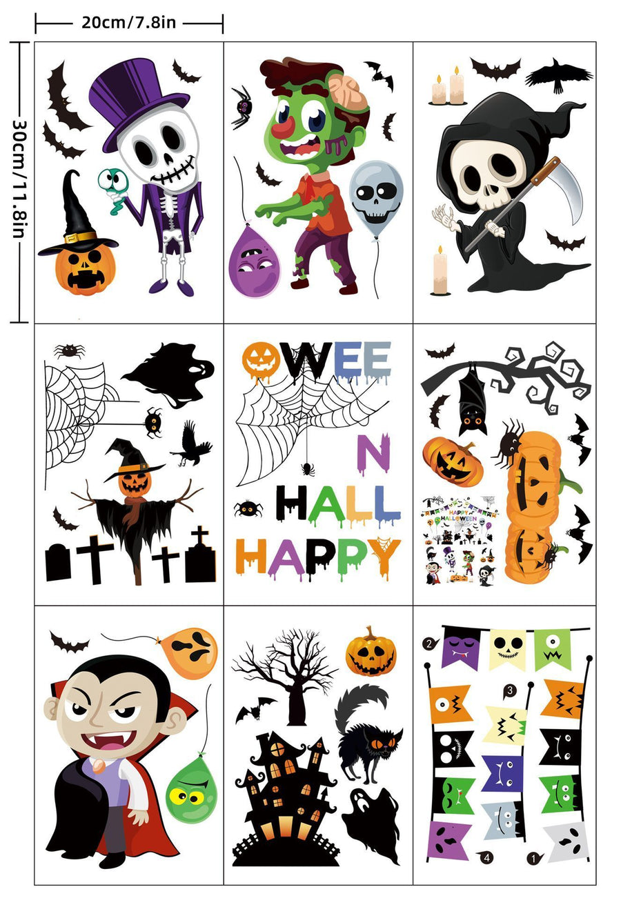 2Sets WSJ03 Halloween Static Window Stickers (9 Sheets Per Set)