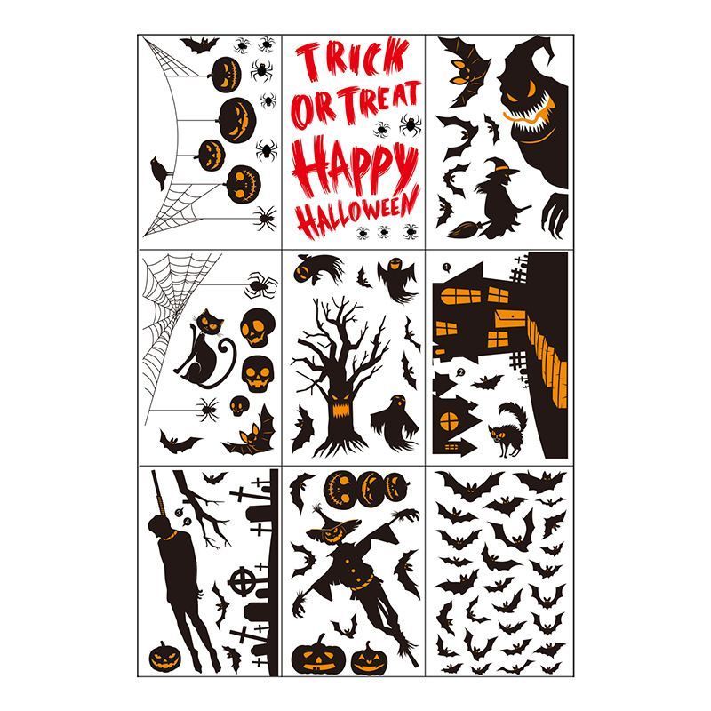 2Sets WSJ03 Halloween Static Window Stickers (9 Sheets Per Set)