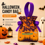 8Pcs Orange Background Ghost Candy Halloween Drawstring Bags With Pumpkin Doll