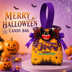 8Pcs Orange Background Ghost Candy Halloween Drawstring Bags With Pumpkin Doll