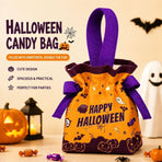 8Pcs Orange Background Ghost Candy Halloween Drawstring Bags With Pumpkin Doll